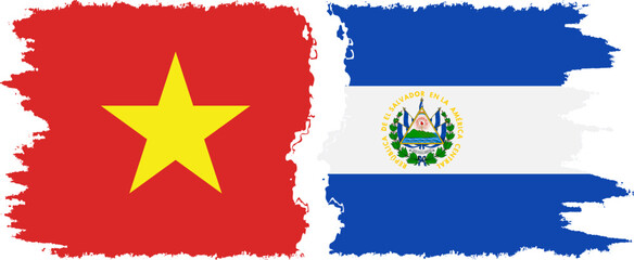 El Salvador and Vietnam grunge flags connection vector