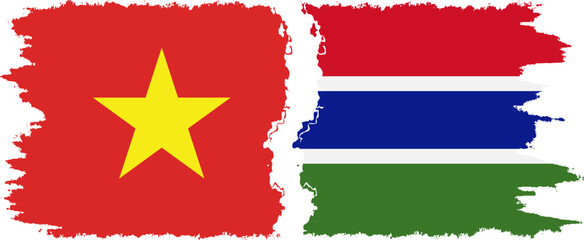 Gambia and Vietnam grunge flags connection vector