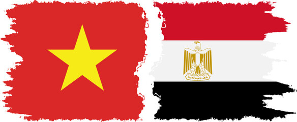 Egypt and Vietnam grunge flags connection vector