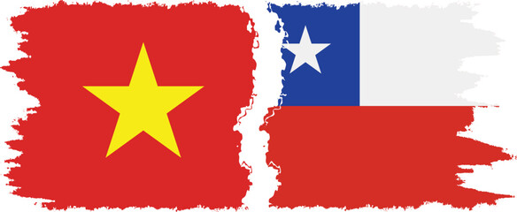 Chile and Vietnam grunge flags connection vector