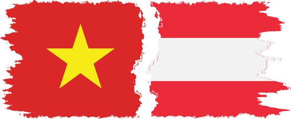 Austria and Vietnam grunge flags connection vector