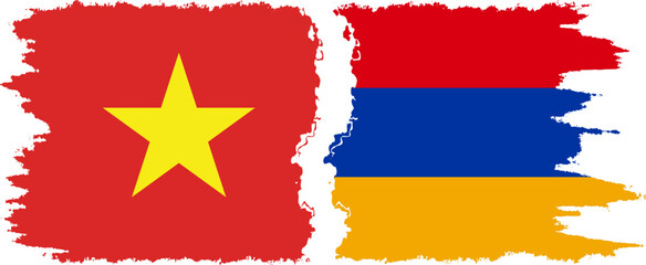 Armenia and Vietnam grunge flags connection vector