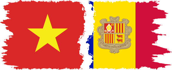 Andorra and Vietnam grunge flags connection vector