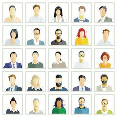 Gruppe von Personen Portrait, Gesichter isoliert auf weißem Hintergrund. illustration - 777443021