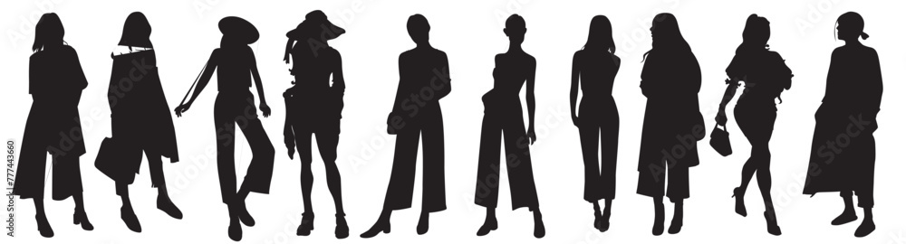 Wall mural fashion girls silhouette