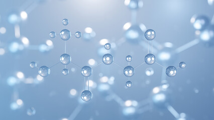 tiopronin molecular structure 3d, flat model, alpha-amino acid, structural chemical formula view from a microscope