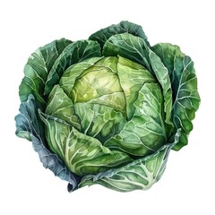 Obraz premium A delicate watercolor depiction of a green cabbage
