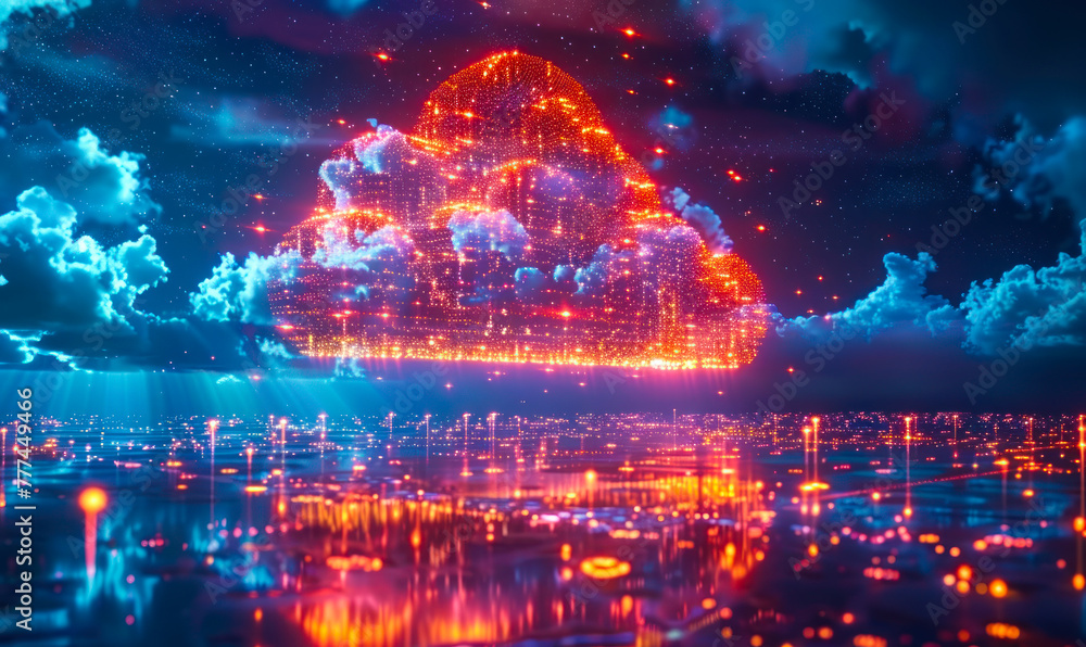 Poster dazzling concept of data transfer optimization in cloud computing through content delivery networks 