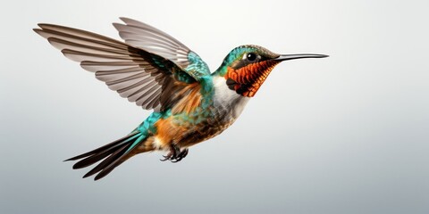 Fototapeta premium Colorful Hummingbird Flying Through Air Generative AI