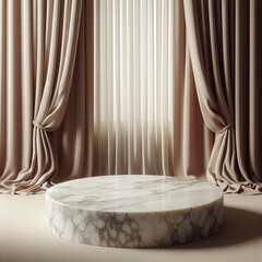 marble circle podium luxury curtain background