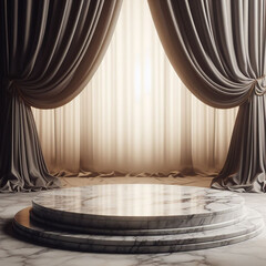 marble circle podium luxury curtain background