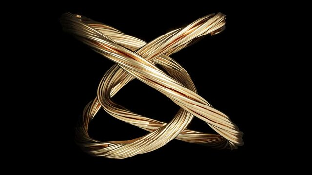 Gold knot infinity endless on black back 4k