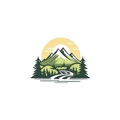 nature landscape flat minimalist logo idea