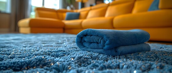 Clean upholstered furniture of dust mites with professional chemical extraction method. Concept Upholstery Cleaning, Dust Mites Removal, Professional Chemical Extraction - obrazy, fototapety, plakaty