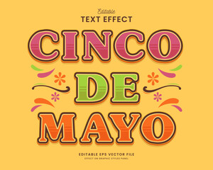 decorative cinco de mayo editable text effect vector design - obrazy, fototapety, plakaty