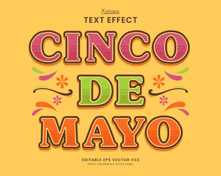 decorative cinco de mayo editable text effect vector design