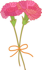 Cute blooming carnation flower for Mother's Day design element object.