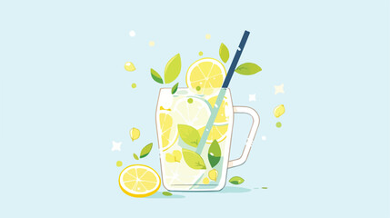 Refreshing drink lemonade straw illustration 2d fla