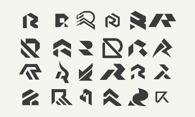 collection of letter R simple monogram logo design vector illustration