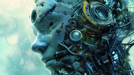 Fototapeta premium Blue Robot in a Motorized World