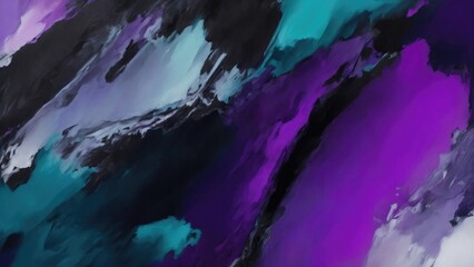 Black, Purple, teal, oil painting background. Abstract art background. Modern multicolored art painting texture