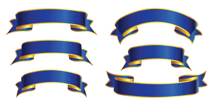 elegant royal blue ribbon set with gold trim