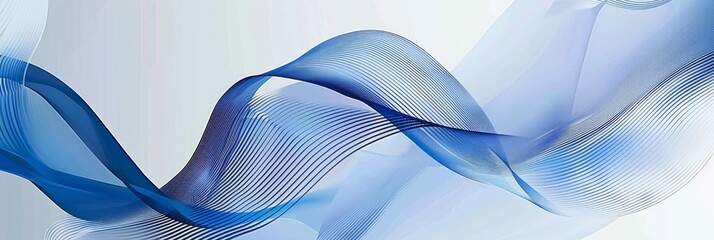 Blue and white background with curved lines, modern banner design for corporate or business presentation illustration of abstract geometric shapes in blue color on light grey backdrop Generative AI