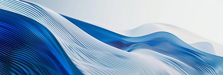 Blue and white background with curved lines, modern banner design for corporate or business presentation illustration of abstract geometric shapes in blue color on light grey backdrop Generative AI