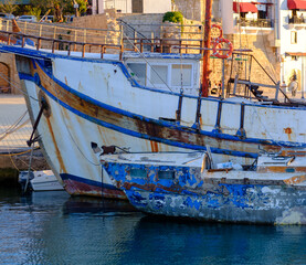 Fototapeta na wymiar Boats at old Kyrenia Harbour and Medieval Castle in Cyprus