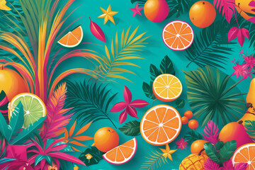 seamless summer pattern with oranges and lemons