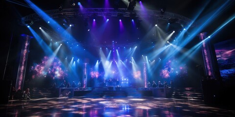 Illuminated Stage With Spotlights Generative AI