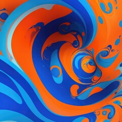 Orange and blue wallpaper with a colorful swirl