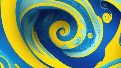 Yellow and blue wallpaper with a colorful swirl