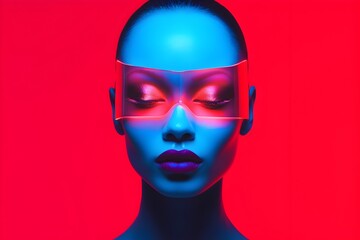 Futuristic Afrofuturism: A Neon-Filled Vision of Tomorrow's Culture and Technology - obrazy, fototapety, plakaty