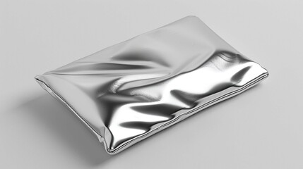 Metallic laptop sleeve mockup with a shiny and reflective surface.