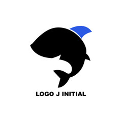 Vector graphic of the initial J logo in the shape of a shark. This vector is perfect for company logos, identity names, banners, templates, backgrounds, business, fashion logos, t-shirt designs etc.