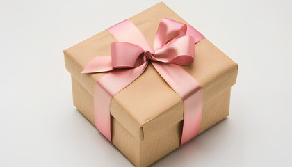 Fototapeta premium Gift box tied with satin ribbon isolated on white background