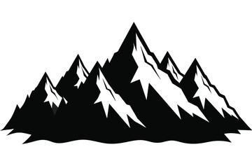 Black Snowy Mountain Peaks on white background vector