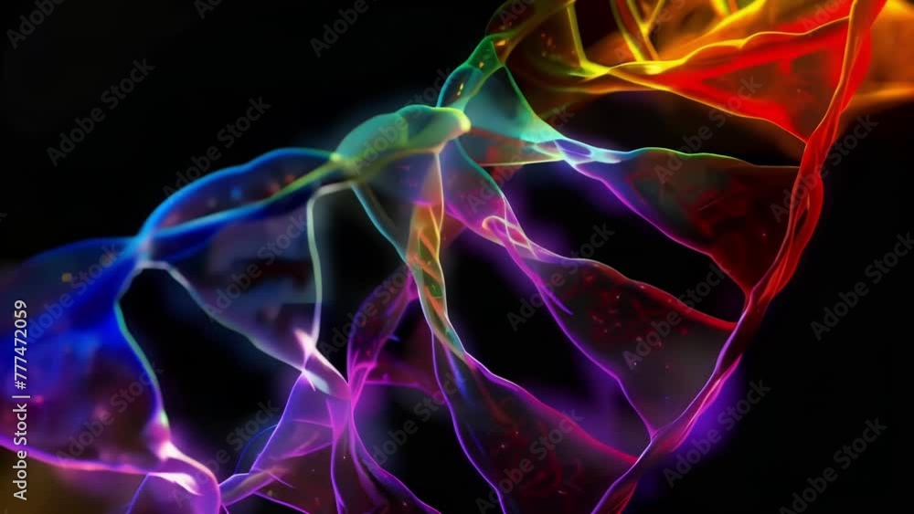Aufkleber a panoramic image of a dna strand illuminated in vibrant colors and appearing like a multicolored la