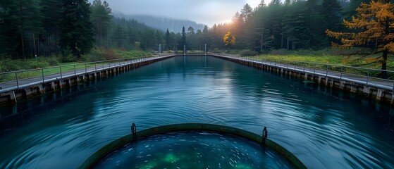 Reducing pollution in rivers and lakes by treating wastewater sludge. Concept Wastewater Treatment, Pollution Reduction, Sludge Management, Water Conservation, Environmental Protection - obrazy, fototapety, plakaty