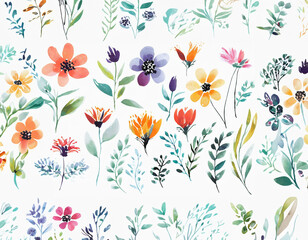 Set of colorful flowers. Beautiful floral elements. 
