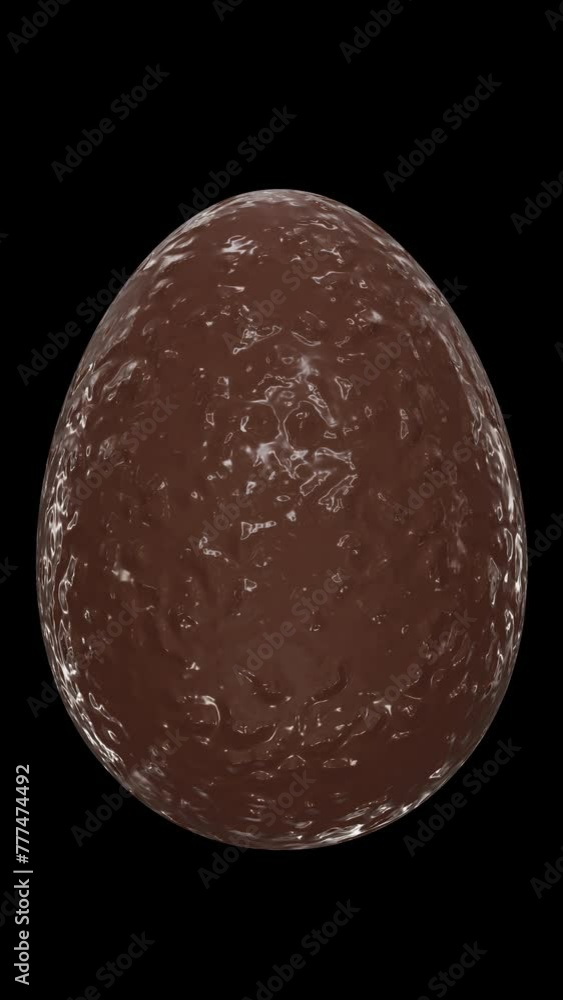 Poster vertical video. realistic looping 3d animation of the spinning milk chocolate egg demonstration rend