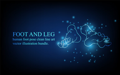 Human foot line, foot and leg, knee and toe, digital business concept, futuristic digital innovation background vector illustration.