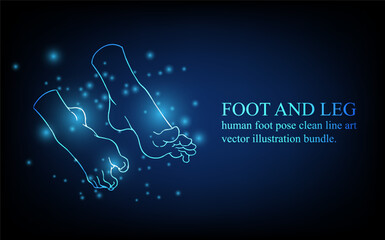 Human foot line, foot and leg, knee and toe, digital business concept, futuristic digital innovation background vector illustration.