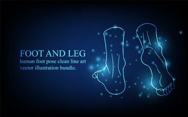Human foot line, foot and leg, knee and toe, digital business concept, futuristic digital innovation background vector illustration.