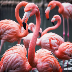 Naklejka premium pink flamingo in the zoo