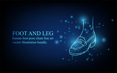 Human foot line, foot and leg, knee and toe, digital business concept, futuristic digital innovation background vector illustration.