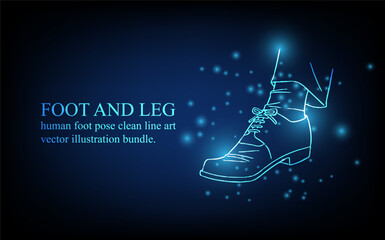 Human foot line, foot and leg, knee and toe, digital business concept, futuristic digital innovation background vector illustration.