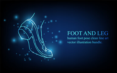 Human foot line, foot and leg, knee and toe, digital business concept, futuristic digital innovation background vector illustration.