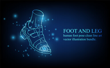 Human foot line, foot and leg, knee and toe, digital business concept, futuristic digital innovation background vector illustration.